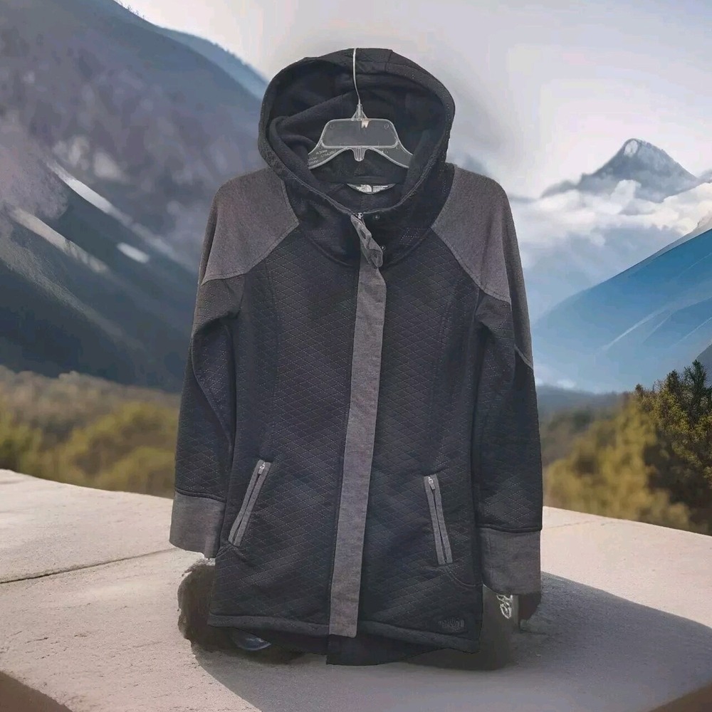 The North Face Womens Quilted Hooded Parka Jacket Black Grey XS NF0A3LSA